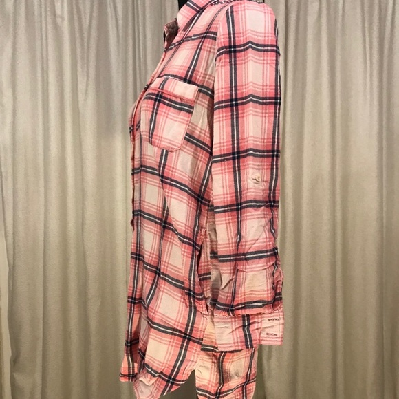 Forever 21 Plaid Flannel Mini Shirt Dress PINK S - Picture 7 of 12